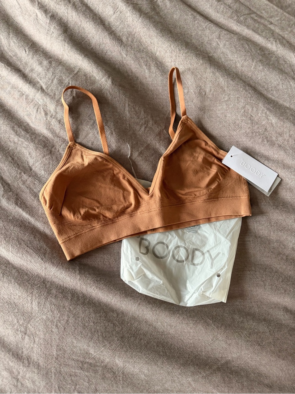 BOODY Seamless Triangle Bralette — Tan Peach